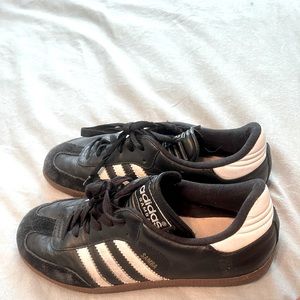 Adidas Samba shoes, minimal wear on toes.